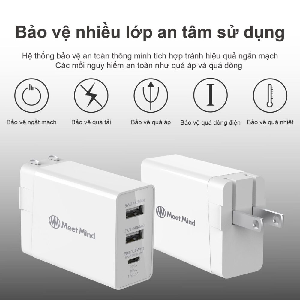 Cục sạc điện thoạ│Sạc nhanh Meet Mind PD+QC 3.0 30W│HOWMAI｜Rất tốt để mua trong và ngoài nước