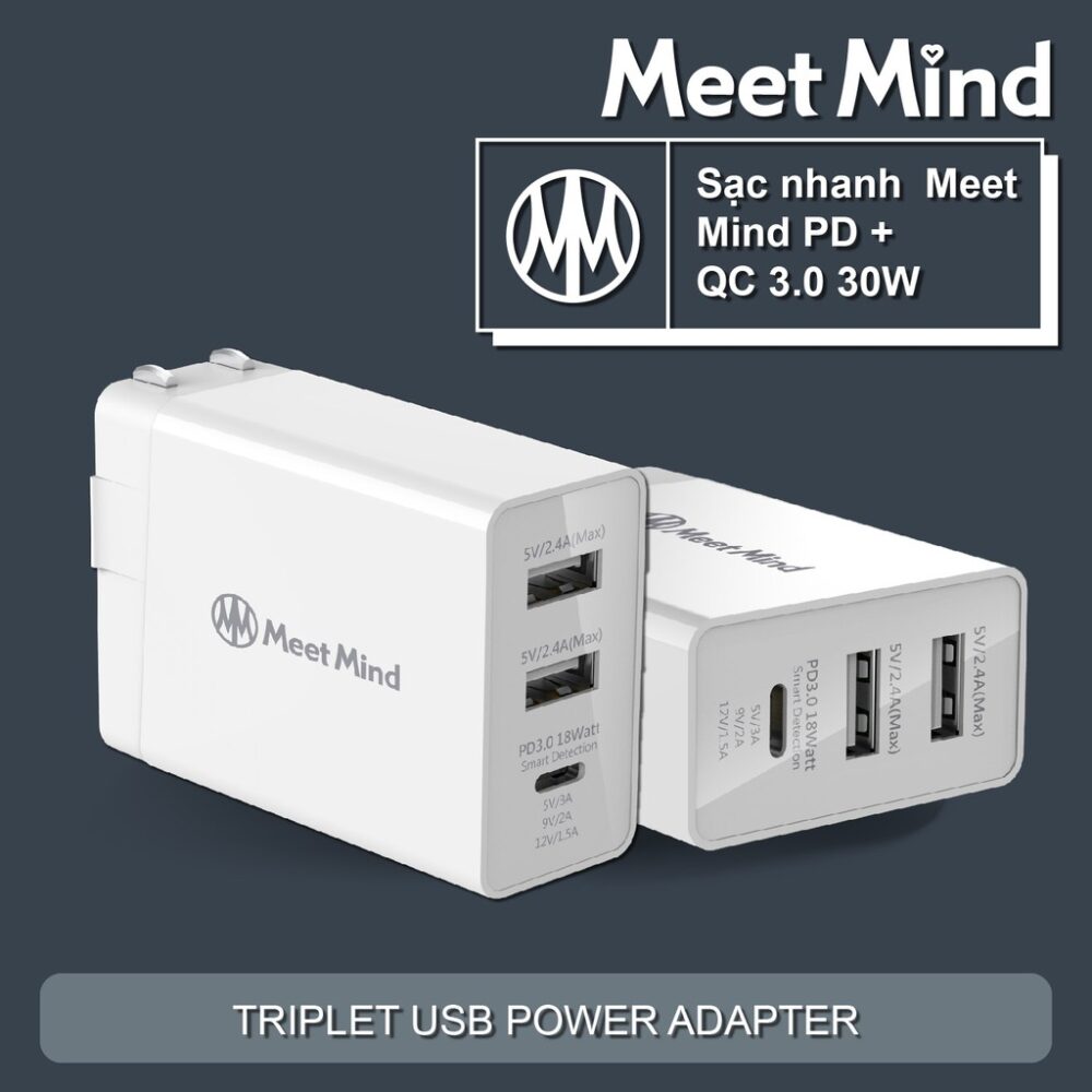 Cục sạc điện thoạ│Sạc nhanh Meet Mind PD+QC 3.0 30W│HOWMAI｜Rất tốt để mua trong và ngoài nước
