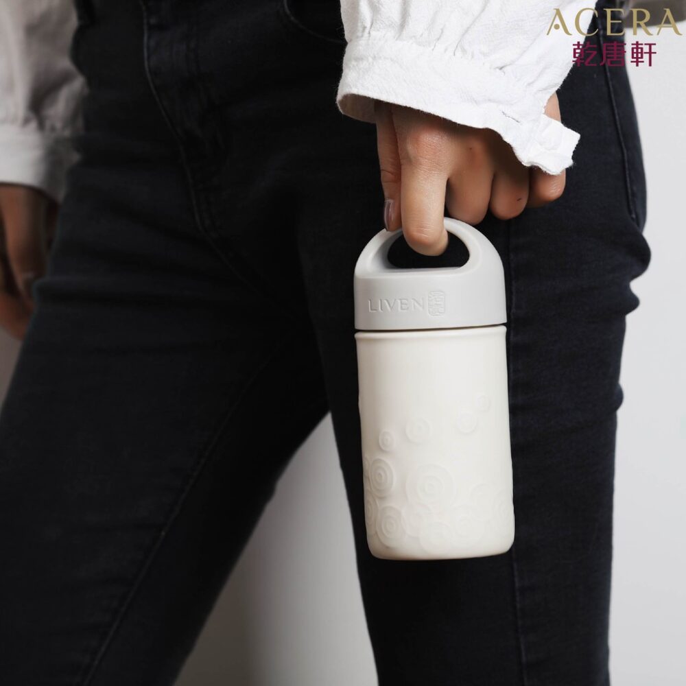 thương hiệu bình nước│cốc cầm tay lục đồng tâm (Be mờ)│HOWMAI｜Rất tốt để mua trong và ngoài nước