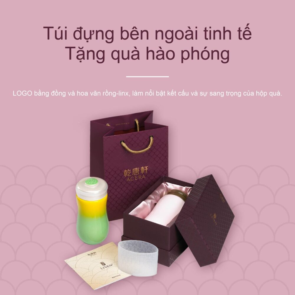 thương hiệu bình nước│Cốc cầm tay cung nữ thời đường (hoa văn hoa đào)│HOWMAI｜Rất tốt để mua trong và ngoài nước