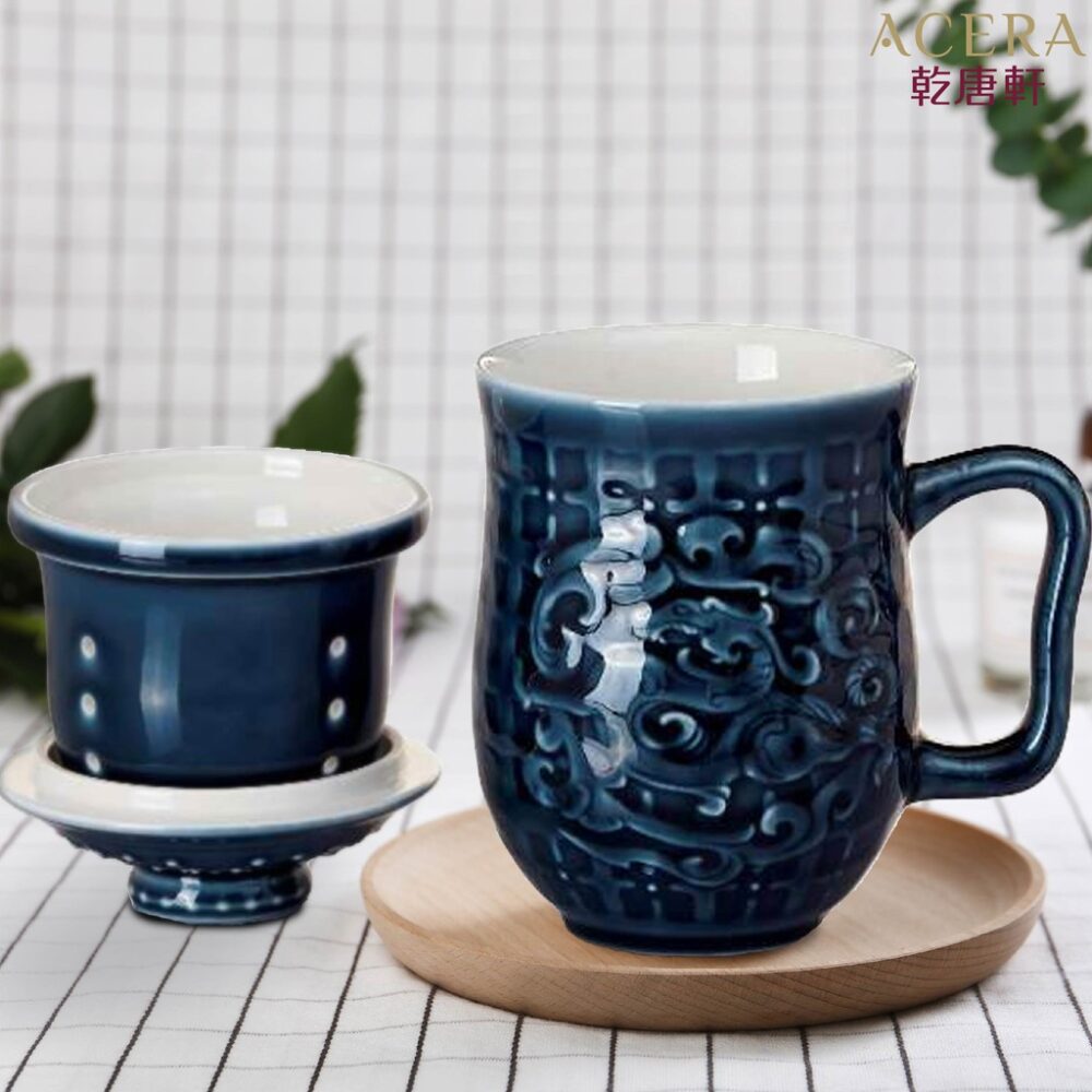 thương hiệu bình nước│bộ 3 cốc đặc biệt trí tại tâm / tặng lọc trà (Xanh quặng)│HOWMAI｜Rất tốt để mua trong và ngoài nước